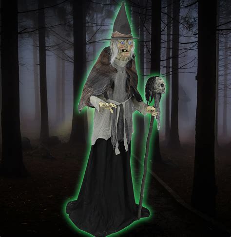 Lunging witch haunted prop